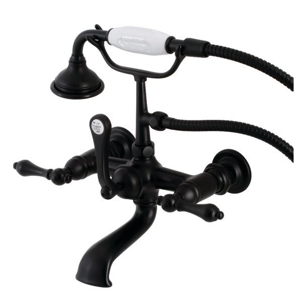 AE551T0 7-Inch Wall Mount Tub Faucet with Hand Shower, Matte Black, Kingston Brass, Mfr#: AE551T0